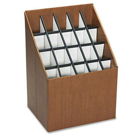 Safco 20-Compartment Upright Roll File Organizer, Walnut