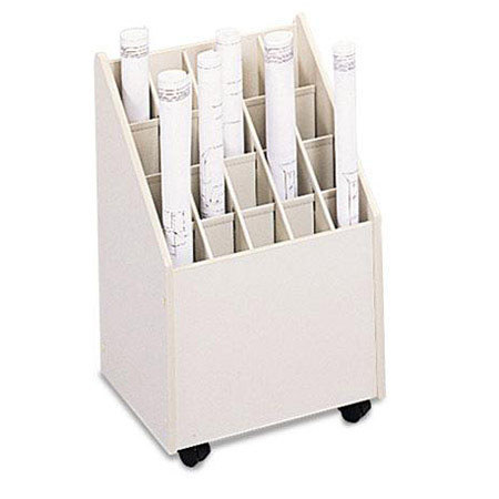 Safco 20-Compartment Mobile Roll File Organizer, Putty