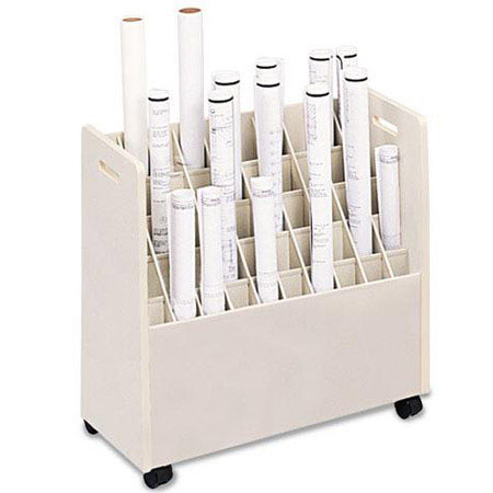 Safco 50-Compartment Mobile Roll File Organizer, Putty