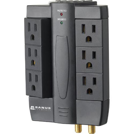 Sanus Systems ELM202 6-Outlet Low-Profile Surge Protector
