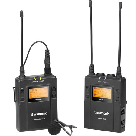Saramonic UwMIC9 96-Channel Digital UHF Wireless Lavalier Microphone System, Includes RX9 Portable Receiver, TX9 Bodypack Transmitter