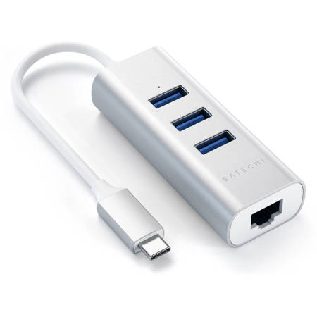 Satechi 2-In-1 USB Type-C Hub with Ethernet, Silver