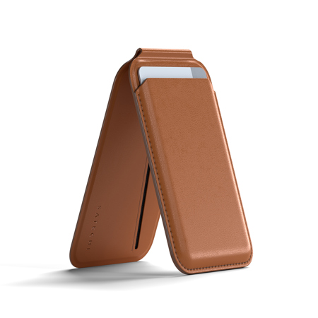 Satechi Vegan Leather Magnetic Wallet Stand for Apple iPhone Brown