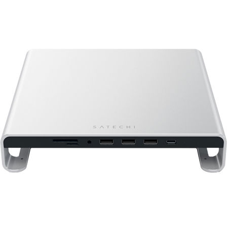 Satechi Aluminum USB Type-C Monitor Stand and Hub for Apple iMac, Silver