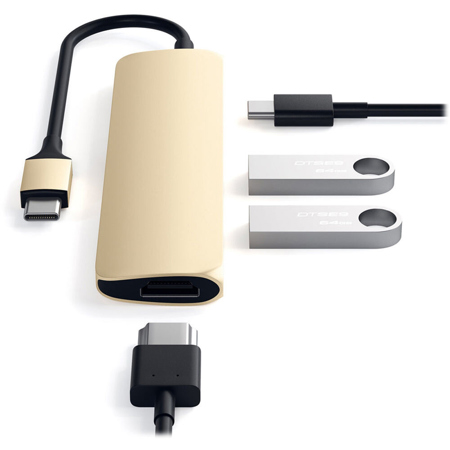 Satechi USB Type-C Slim Multi-Port Adapter with 4K HDMI, Gold
