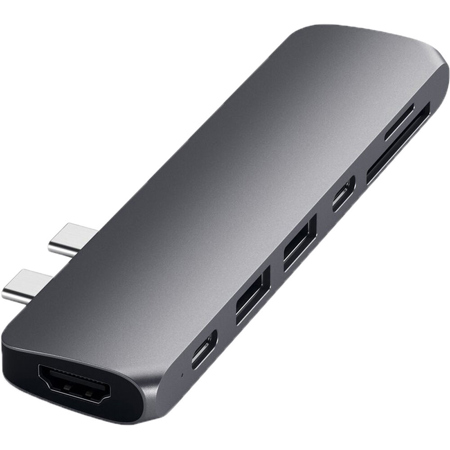 Satechi 7-In-1 Dual USB Type-C Pro Hub for Select MacBook Pro & MacBook Air, Space Gray
