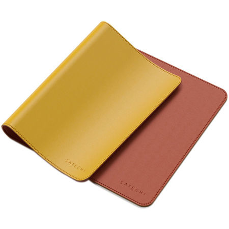 Satechi Deskmate Dual-Sided Eco-Leather Desk Mat, Yellow/Orange