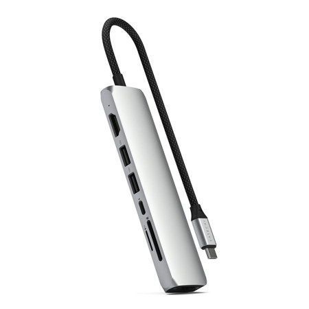 Satechi 7-In-1 USB-C Slim Multi-Port Adapter with Ethernet Silver