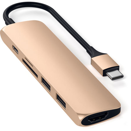 Satechi Slim Aluminum USB Type-C Multi-Port Adapter V2, Gold