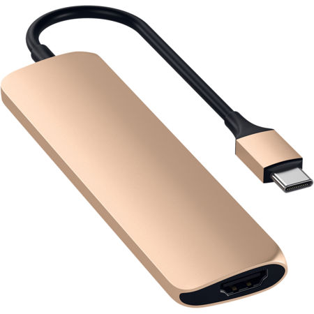 Satechi Slim Aluminum USB Type-C Multi-Port Adapter V2, Gold