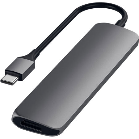 Satechi Slim Aluminum USB Type-C Multi-Port Adapter V2, Space Gray