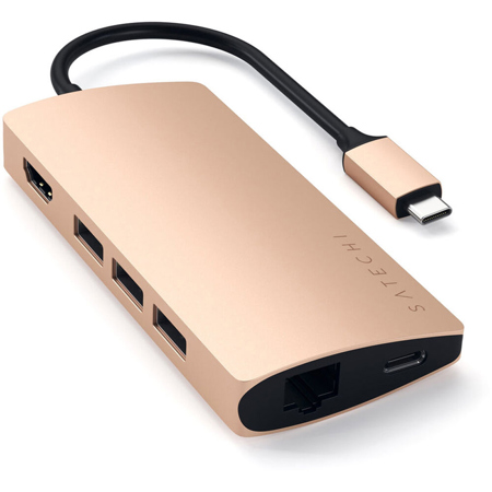 Satechi USB Type-C Multi-Port Adapter with 4K HDMI and Ethernet V2, Gold