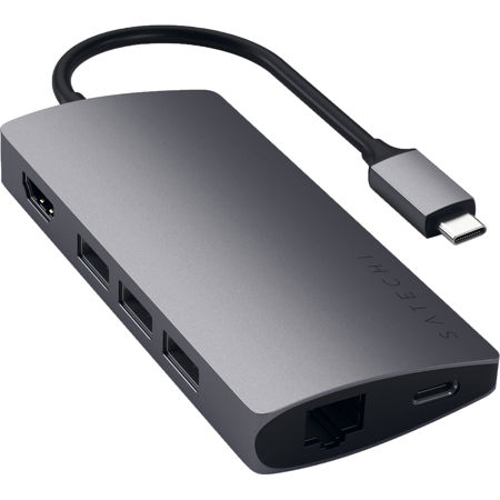 Satechi USB Type-C Multi-Port Adapter with 4K HDMI and Ethernet V2, Space Gray