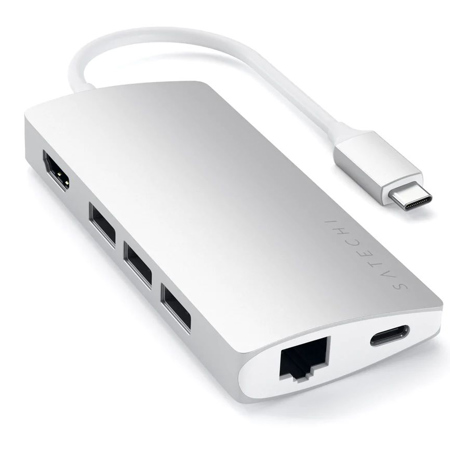 Satechi USB Type-C Multi-Port Adapter with 4K HDMI and Ethernet V2, Silver