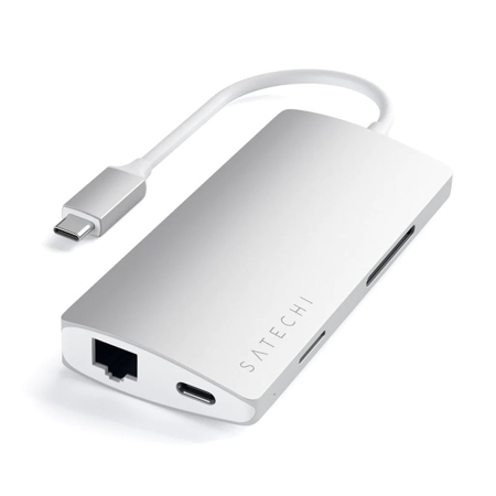 Satechi USB Type-C Multi-Port Adapter with 4K HDMI and Ethernet V2, Silver
