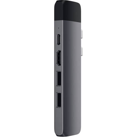 Satechi USB Type-C Pro Hub Adapter with Ethernet for Select Apple MacBook Pro/Air, Space Gray