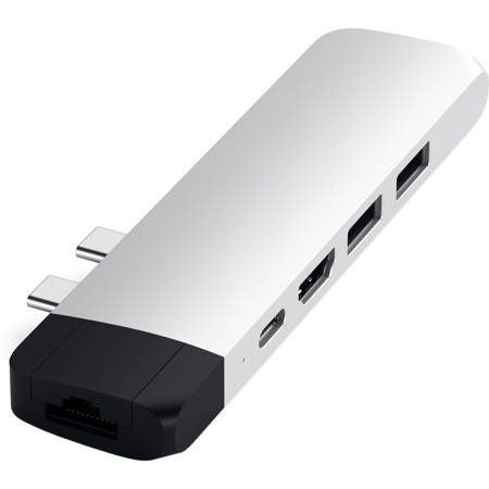 Satechi USB Type-C Pro Hub Adapter w/Ethernet for Select MacBook Pro/Air, Silver