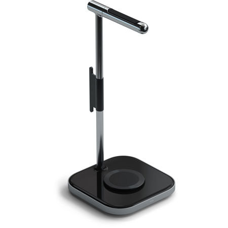 Satechi 2-In-1 Headphone Stand with Wireless Charger, Silver