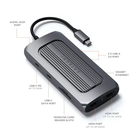 Satechi USB Type-C Multi-Port MX Adapter, Space Gray