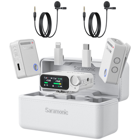 Saramonic Ultra 2-Person Digital Wireless Omnidirectional Lavalier Microphone System for Cameras and Mobile Devices, White