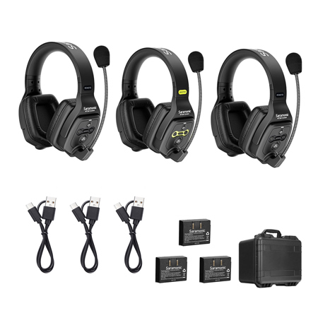 Saramonic WiTalk-WT3D 3-Person Wireless Intercom System with 3x Dual-Ear Headset