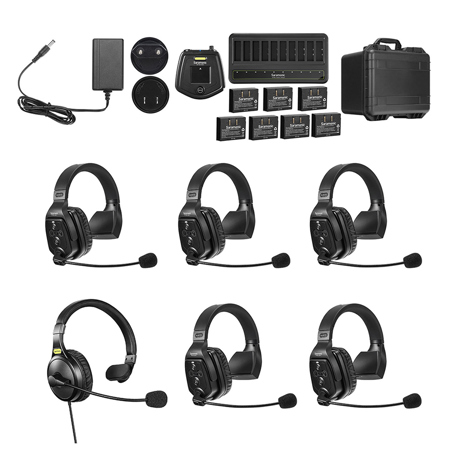 Saramonic WiTalk-WT6S 6-Person Intercom System,5x Single-Ear,1x Backband Headset