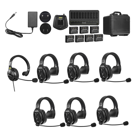 Saramonic WiTalk-WT7S 7-Person Full-Duplex Wireless Intercom System with 6x Single-Ear Headset & 1x Backband Headset