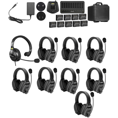 Saramonic WiTalk-WT9D 9-Person Full-Duplex Wireless Intercom System with 8x Dual-Ear Headset and 1x Backband Headset