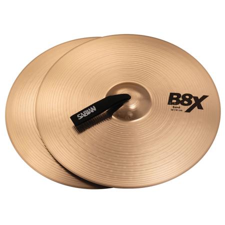 Sabian 16" B8X Marching Band Hand Cymbals, Medium-Heavy, Natural Finish, Pair
