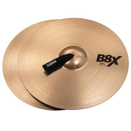 Sabian 18" B8X Marching Band Hand Cymbals, Medium-Heavy, Natural Finish, Pair