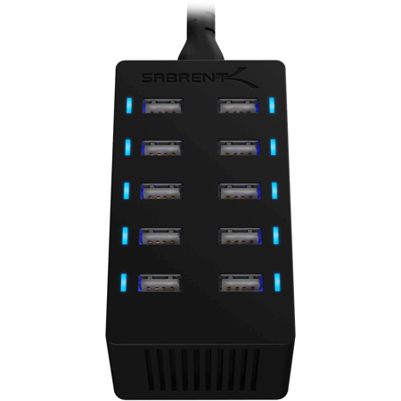 Sabrent 60W 10-Port Desktop USB Rapid Charger