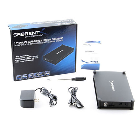 Sabrent USB 2.0/ESATA to 3.5"IDE/SATA Aluminum Hard Drive Enclosure, Black
