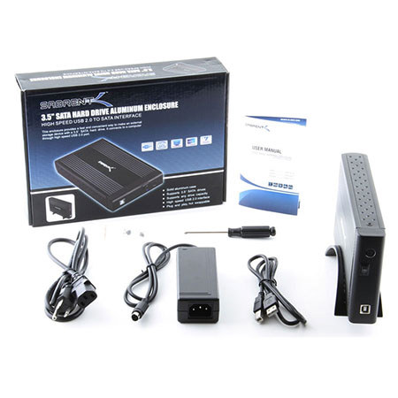 Sabrent EC-STUK USB 2.0-3.5"SATA/SATA II Aluminum Hard Drive Enclosure, Black