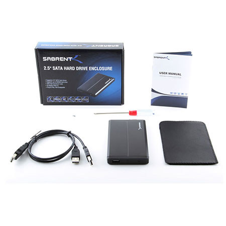 Sabrent USB 2.0 to 2.5"SATA Aluminum External Hard Drive Enclosure, Black
