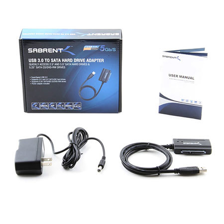 Sabrent USB-DSC7 USB 3.0 to SATA 2.5"/3.5"/5.25"Hard Drive Converter