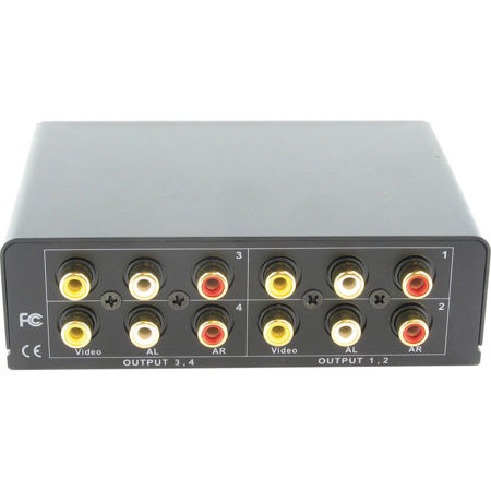 Shinybow 1x4 Composite Video and Stereo Audio Distribution Amplifier