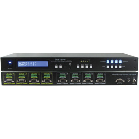 Shinybow 4x4 VGA with Terminal Block Stereo Analog Audio Matrix Routing Switcher