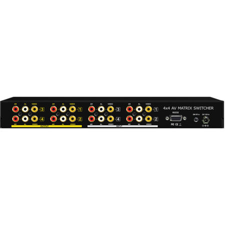 Shinybow 4x4 Composite Video &Stereo Audio Matrix Switcher for NTSC/PAL TV Video