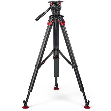 Sachtler aktiv14T 100mm Fluid Head w/flowtech 100 CF Tripod & Mid-Level Spreader