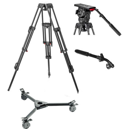 Sachtler Video 18 S2 Fluid Head with ENG 2 D 3-Section Aluminum Tripod & Dolly S