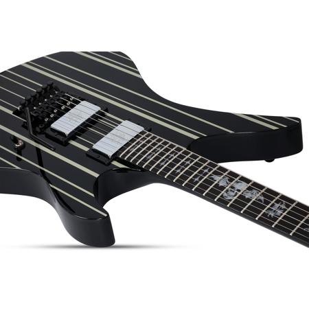 Schecter Synyster Custom Electric Guitar, Gloss Black with Silver Pin Stripes
