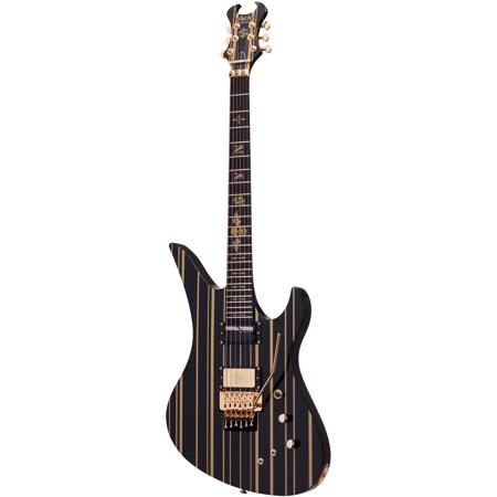 Schecter Synyster Custom-S Electric Guitar, Gloss Black with Gold Stripes