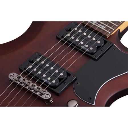 Schecter Omen S-II 6-String Solid Body Electric Guitar, Walnut Satin