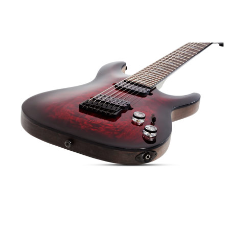 Schecter Omen Elite-7 7-String LH Electric Guitar, Rosewood, Black Cherry Burst