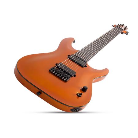 Schecter Keith Merrow KM-7 7-String Electric Guitar, Ebony, Lambo Orange