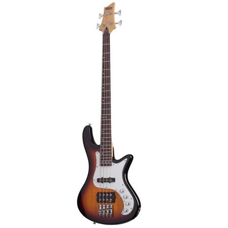 Schecter Stiletto Vintage-4 Electric Bass Guitar, Rosewood, 3-Tone Sunburst