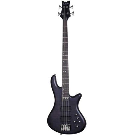 Schecter Stiletto Studio-4 Electric Bass Guitar, Rosewood, See-Thru Black Satin