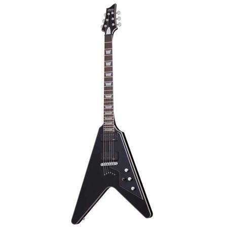 Schecter V-1 Platinum Electric Guitar, Ebony Fretboard, Satin Black