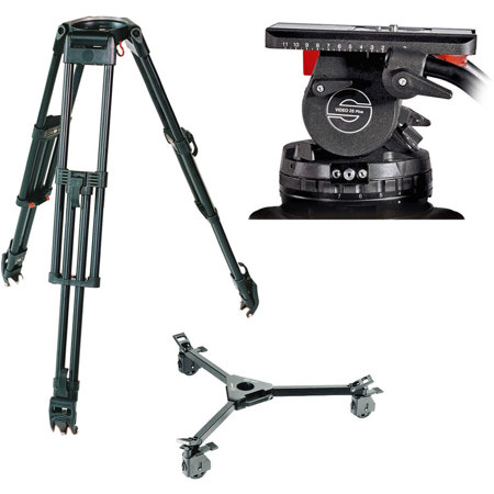 Sachtler Video 25 Plus Fluid Head w/EFP 2 3-Section Carbon Fiber Tripod, Dolly S