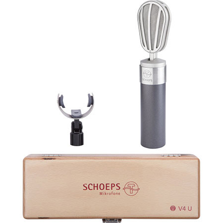 Schoeps V4 SGV Set, Includes Vocal Microphone, Wooden Case, Stand Clamp, Threaded Adapter, Gray